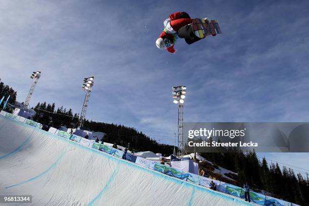 Ben Kilner of Great Britain and Northern Ireland during the Snowboard Men's Halfpipe on day six of the Vancouver 2010 Winter Olympics at Cypress...