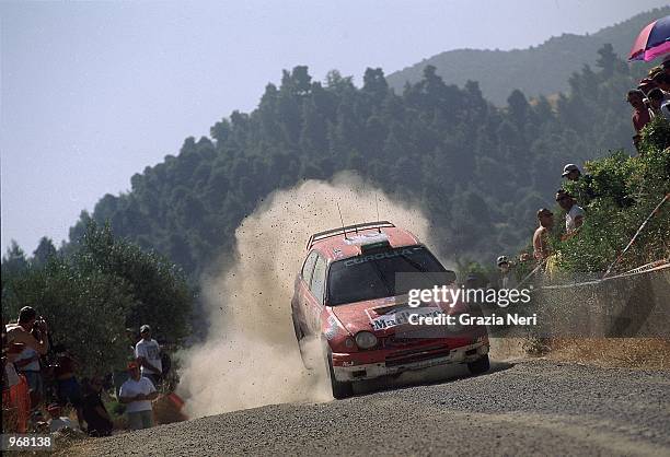 Toyota Corolla driver Abdullah Bakhashab of the United Arab Emirates in action during the Acropolis World Rally Championships in Athens, Greece. \...