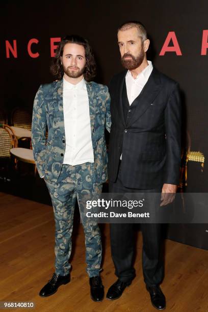 Christian Tye and Rupert Everett attend the UK Premiere of "The Happy Prince" at the Vue West End on June 5, 2018 in London, England.