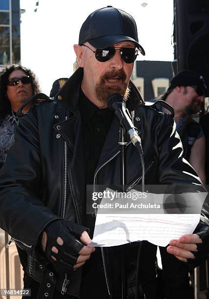 Musician Rob Halford attends the Revolver Golden Gods Awards press conference at Rainbow Bar & Grill on February 17, 2010 in Los Angeles, California.