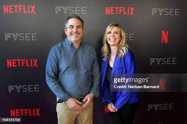 Co-Director/Executive Producer Trey Borzillieri and Writer/Director Barbara Schroeder attend the Netflix FYSEE Evil Genius Panel at Raleigh Studios...