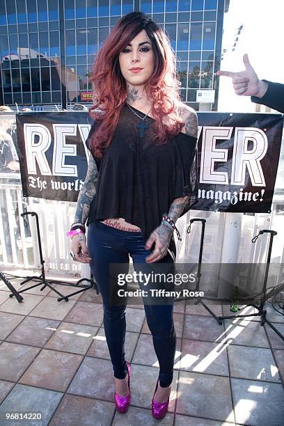 Kat Von D of LA Ink attends the 2nd Annual Golden Gods Awards Nominees and Press Conference at The Rainbow Bar and Grill on February 17, 2010 in Los...