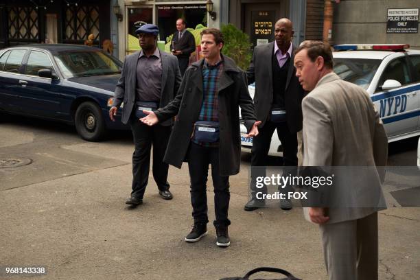 Andre Braugher, Andy Samberg, Terry Crews and Joe Lo Truglio in the Bachelor/ette Party episode of BROOKLYN NINE-NINE airing Sunday, April 29 on FOX.