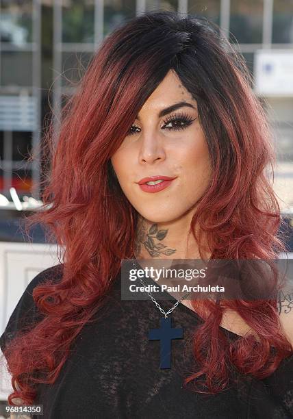 Tattoo Artist Kat Von D attends the Revolver Golden Gods Awards press conference at Rainbow Bar & Grill on February 17, 2010 in Los Angeles,...