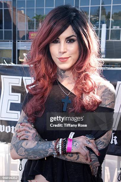 Kat Von D of LA Ink attends the 2nd Annual Golden Gods Awards Nominees and Press Conference at The Rainbow Bar and Grill on February 17, 2010 in Los...