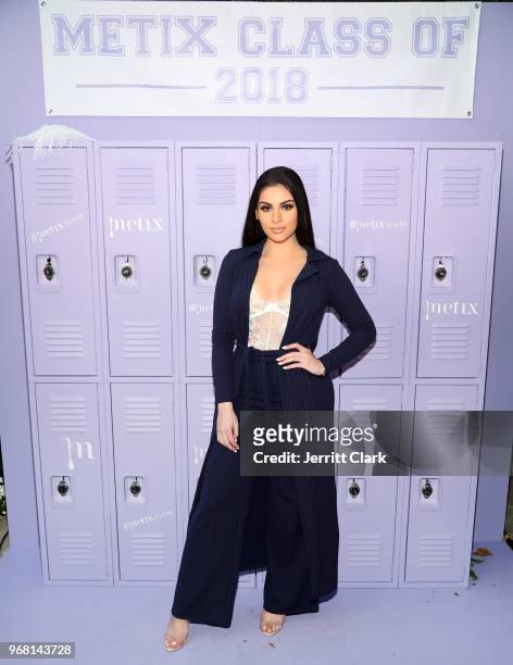 Nazanin Kavari attends Justine Skye's launch event for her new beauty platform "Metix" at Hotel Bel Air on June 5, 2018 in Los Angeles, California.