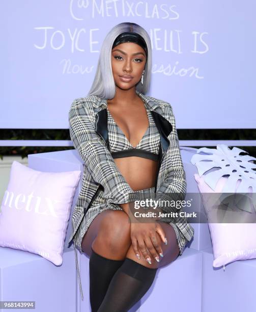 Justine Skye attends the launch event for her new beauty platform "Metix" at Hotel Bel Air on June 5, 2018 in Los Angeles, California.