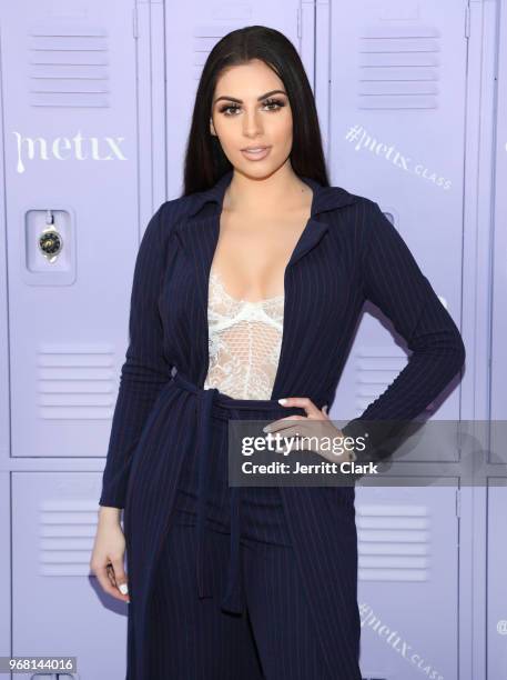 Nazanin Kavari attends Justine Skye's launch event for her new beauty platform "Metix" at Hotel Bel Air on June 5, 2018 in Los Angeles, California.