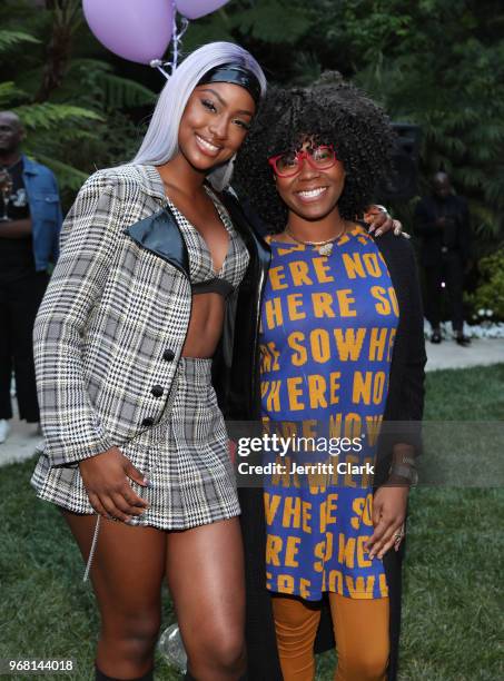 Justine Skye and Ebonice Atkins attend the Launch Event For Justine Skye's New Beauty Platform "Metix" at Hotel Bel Air on June 5, 2018 in Los...