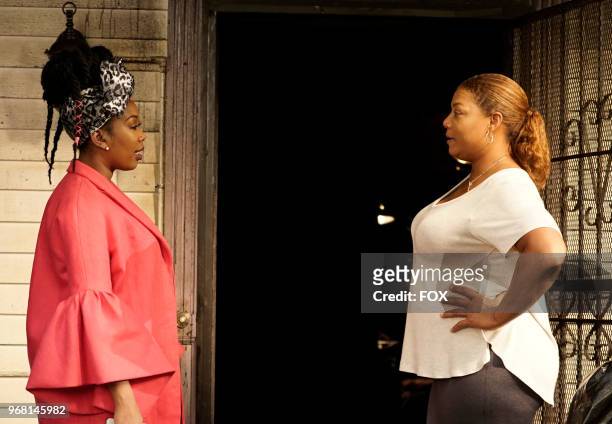 Guest star Brandy Norwood and Queen Latifah in the "Rise from the Ashes " Spring premiere episode of STAR airing Wednesday, March 28 on FOX.