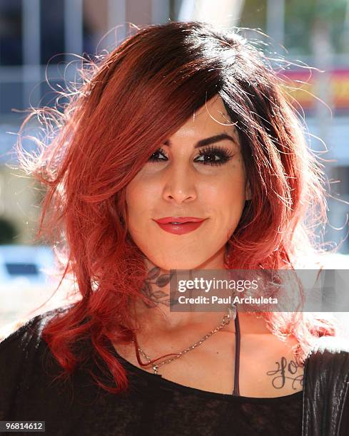 Tattoo Artist Kat Von D attends the Revolver Golden Gods Awards press conference at Rainbow Bar & Grill on February 17, 2010 in Los Angeles,...