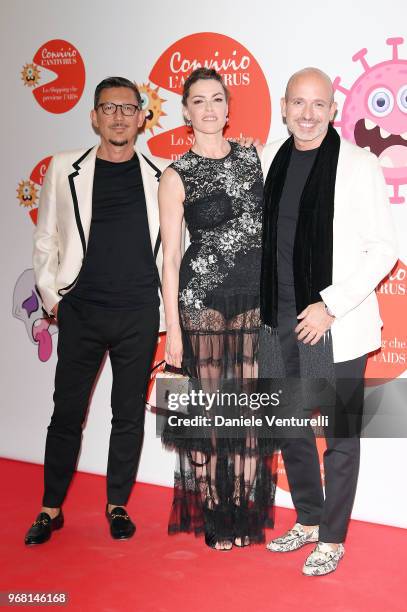 Marco Bonaldo, Maria Montero and Alessandro Maria Ferreri attend Convivio photocall on June 5, 2018 in Milan, Italy.