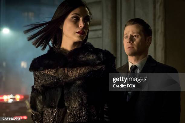 Morena Baccarin and Ben McKenzie in the "A Dark Knight: To Our Deaths and Beyond" episode of GOTHAM airing Thursday, April 19 on FOX.