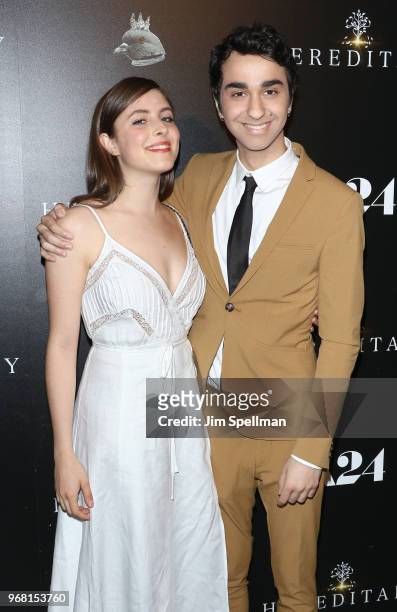Gianna Reisen and actor Alex Wolff attend the screening of "Hereditary" hosted by A24 at Metrograph on June 5, 2018 in New York City.