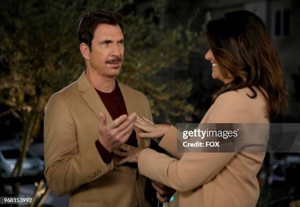 Dylan McDermott and guest star Amy Landecker in the "The Dinner Party" episode of LA TO VEGAS airing Tuesday, April 17 on FOX. Photo by FOX Image...