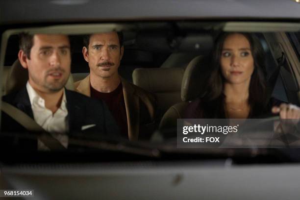 Ed Weeks, Dylan McDermott and guest star Patty Guggenheim in the "The Dinner Party" episode of LA TO VEGAS airing Tuesday, April 17 on FOX. Photo by...