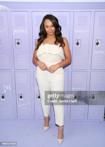 Nia Sioux attends Justine Skye's launch event for her new beauty platform "Metix" at Hotel Bel Air on June 5, 2018 in Los Angeles, California.