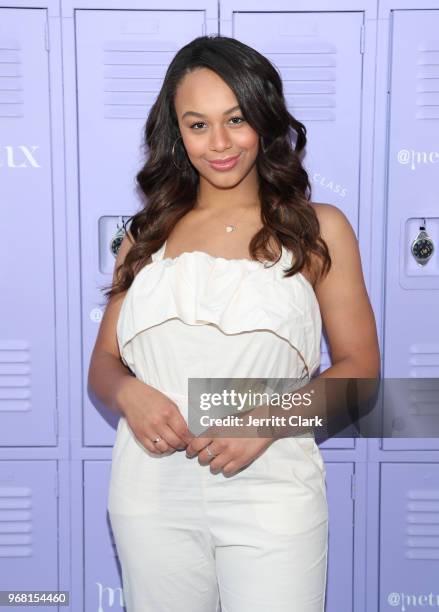 Nia Sioux attends Justine Skye's launch event for her new beauty platform "Metix" at Hotel Bel Air on June 5, 2018 in Los Angeles, California.