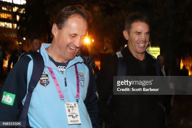 Blues coach Brad Fittler smiles ahead of game one of the State Of Origin series between the Queensland Maroons and the New South Wales Blues at the...