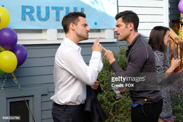 Jake Johnson and Max Greenfield in the "About Three Years Later" season seven premiere episode of NEW GIRL airing Tuesday, April10 on FOX.