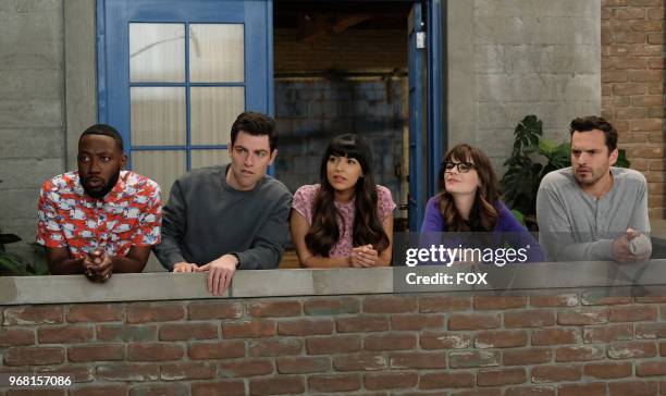 Lamorne Morris, Max Greenfield, Hannah Simone, Zooey Deschanel and Jake Johnson in "Engram Pattersky," the second part of the special one-hour series...