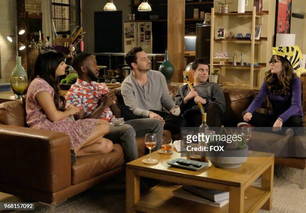 Hannah Simone, Lamorne Morris, Jake Johnson, Max Greenfield and Zooey Deschanel in "Engram Pattersky," the second part of the special one-hour series...