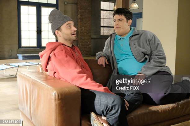 Jake Johnson and Max Greenfield in "Engram Pattersky," the second part of the special one-hour series finale episode of NEW GIRL, airing Tuesday, May...
