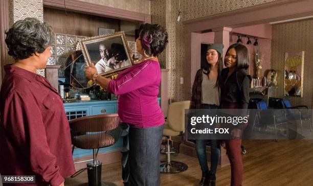 Guest star Juanita Jennings, Queen Latifah, Brittany O'Grady and Ryan Destiny in the "Forward Motion" episode of STAR airing Wednesday, April 18 on...