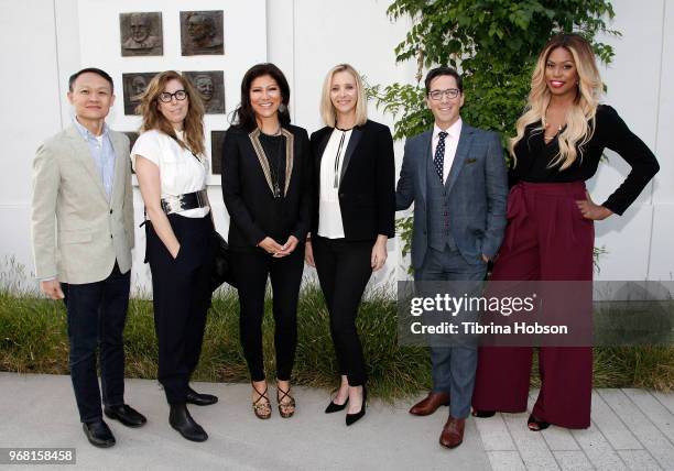 Howard Lee, Stephanie Schwam, Julie Chen, Lisa Kudrow, Dan Bucatinsky and Laverne Cox attend the 'Who Do You Think You Are?' FYC Event at Wolf...