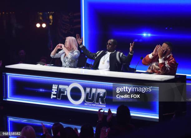 Meghan Trainor, Sean Diddy Combs and DJ Khaled in the Week One season premiere episode of THE FOUR: BATTLE FOR STARDOM airing Thursday, June 7 on FOX.