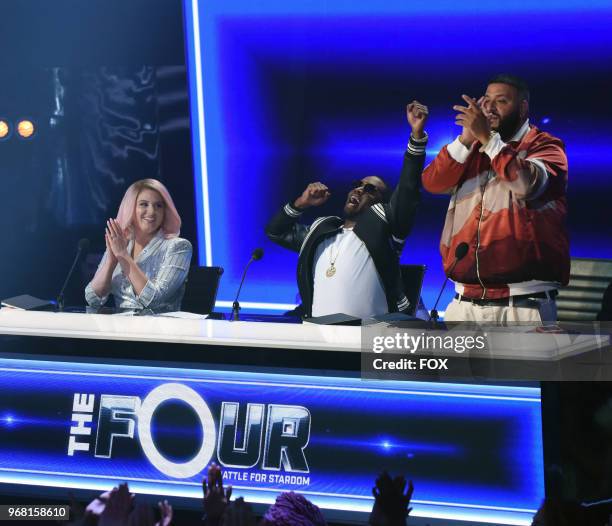Meghan Trainor, Sean Diddy Combs and DJ Khaled in the Week One season premiere episode of THE FOUR: BATTLE FOR STARDOM airing Thursday, June 7 on FOX.