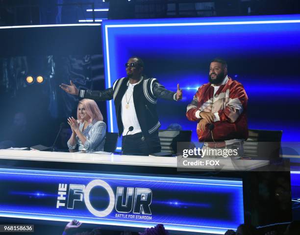 Meghan Trainor, Sean Diddy Combs and DJ Khaled in the Week One season premiere episode of THE FOUR: BATTLE FOR STARDOM airing Thursday, June 7 on FOX.