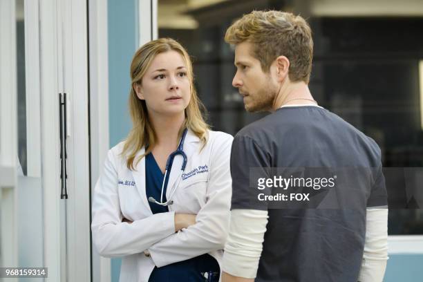 Emily VanCamp and Matt Czuchry in the "Family Affair" episode of THE RESIDENT airing Monday, March 19 on FOX.