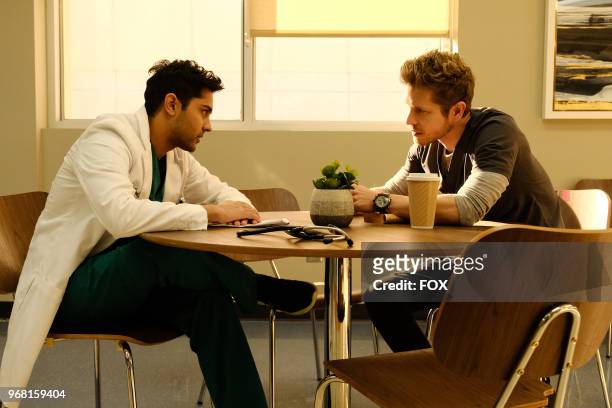 Manish Dayal and Matt Czuchry in the "Run Doctor Run" episode of THE RESIDENT airing Monday, May 7 on FOX.