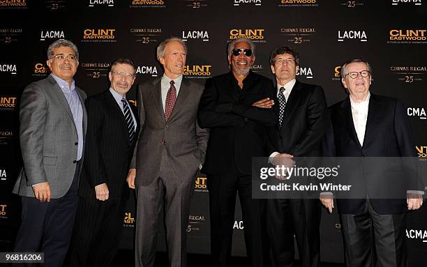 Former Warner Bros. Chairman and CEO Terry Semel, Warner Bros. Chairman and CEO Barry Meyer, actor/director Clint Eastwood, actor Morgan Freeman,...