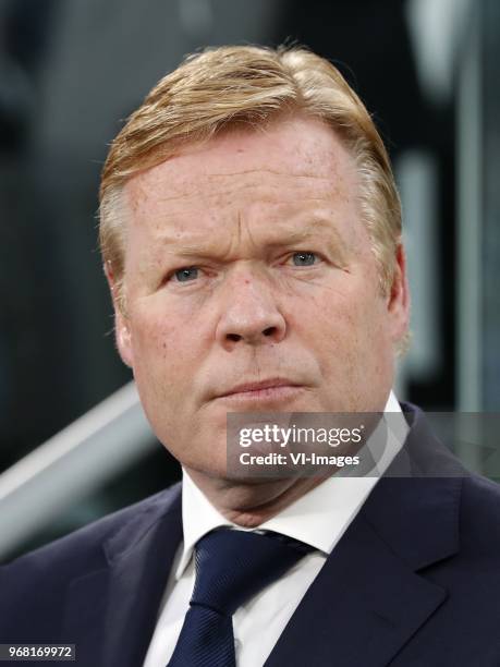 Coach Ronald Koeman of Holland during the International friendly match between Italy and The Netherlands at Allianz Stadium on June 04, 2018 in...