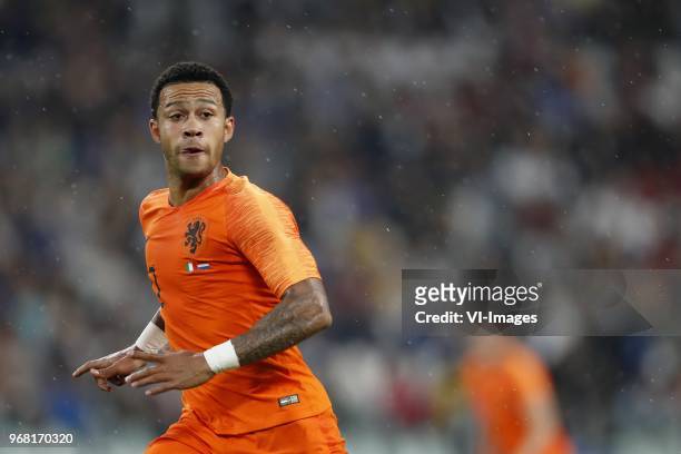 Memphis Depay of Holland during the International friendly match between Italy and The Netherlands at Allianz Stadium on June 04, 2018 in Turin, Italy