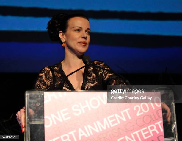 Actress Debi Mazar speaks during the One Club's 2nd Annual One Show Entertainment Awards at the American Cinematheque's Egyptian Theater on February...