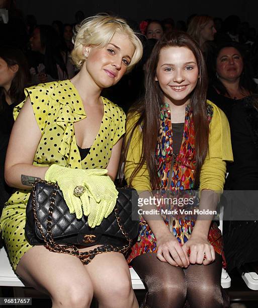Kelly Osbourne and actress Abigail Breslin attend Nanette Lepore Fall 2010 during Mercedes-Benz Fashion Week at Bryant Park on February 17, 2010 in...