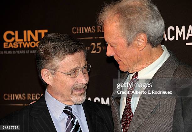 Warner Bros. Chairman Barry Meyer and director Clint Eastwood arrive at "An Evening with Clint Eastwood" presented by Warner Bros. And the Los...