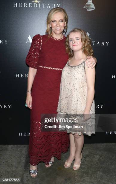 Actresses Toni Collette and Milly Shapiro attend the screening of "Hereditary" hosted by A24 at Metrograph on June 5, 2018 in New York City.