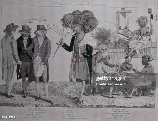 Cartoon satirising 'The XYZ Affair' between France and the United States that lead to the Quasi War, with caption 'Cinque-tetes, Or The Paris...