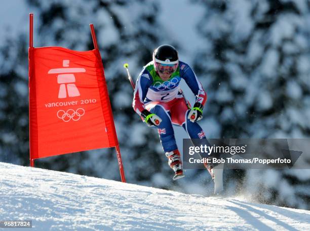 Chemmy Alcott of Great Britain competes during the Alpine Skiing Ladies Downhill on day 6 of the Vancouver 2010 Winter Olympics at Whistler Creekside...