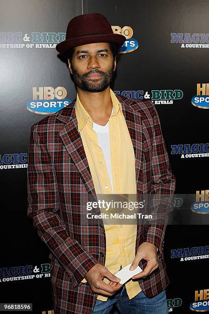 Eric Benet attends the Los Angeles premiere of HBO's "Magic And Bird: A Courtship Of Rivals" held at Mann Bruin Theatre on February 17, 2010 in...