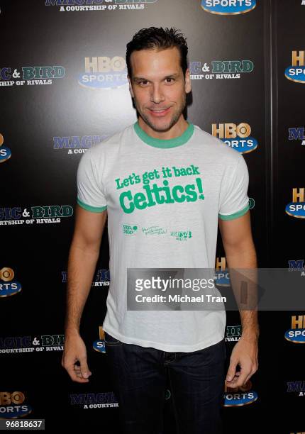 Dane Cook attends the Los Angeles premiere of HBO's "Magic And Bird: A Courtship Of Rivals" held at Mann Bruin Theatre on February 17, 2010 in...