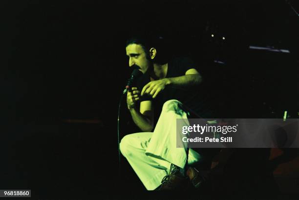 Frank Zappa performs on stage at The Playhouse Theatre on February 14th, 1977 in Edinburgh, Scotland.