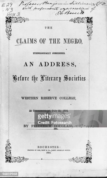 Literary Writings of Frederick Douglass 'The Claims of the Negro, Ethnologically Considered' circa 1854.