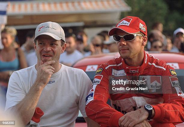 Bruno Thiry of Belgium chats to Freddy Loix of Belgium during the Acropolis World Rally Championships in Athens, Greece. \ Mandatory Credit: Grazia...