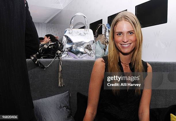 Model Julie Henderson attends the MCM VIP lounge at the W New York - Time Square on February 17, 2010 in New York City.