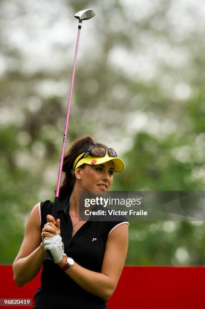 Maria Verchenova of Russia tees off on the 17th hole during round one of the Honda LPGA Thailand at Siam Country Club Plantation on February 18, 2010...